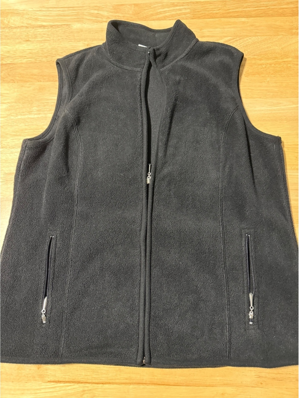 Karen Scott Sport Women’s Large Black Fleece Full Zip Vest Zip Pockets